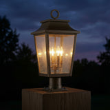 Beckett Outdoor Post Light, Oiled Bronze for Traditional home with Dark Brown Wood