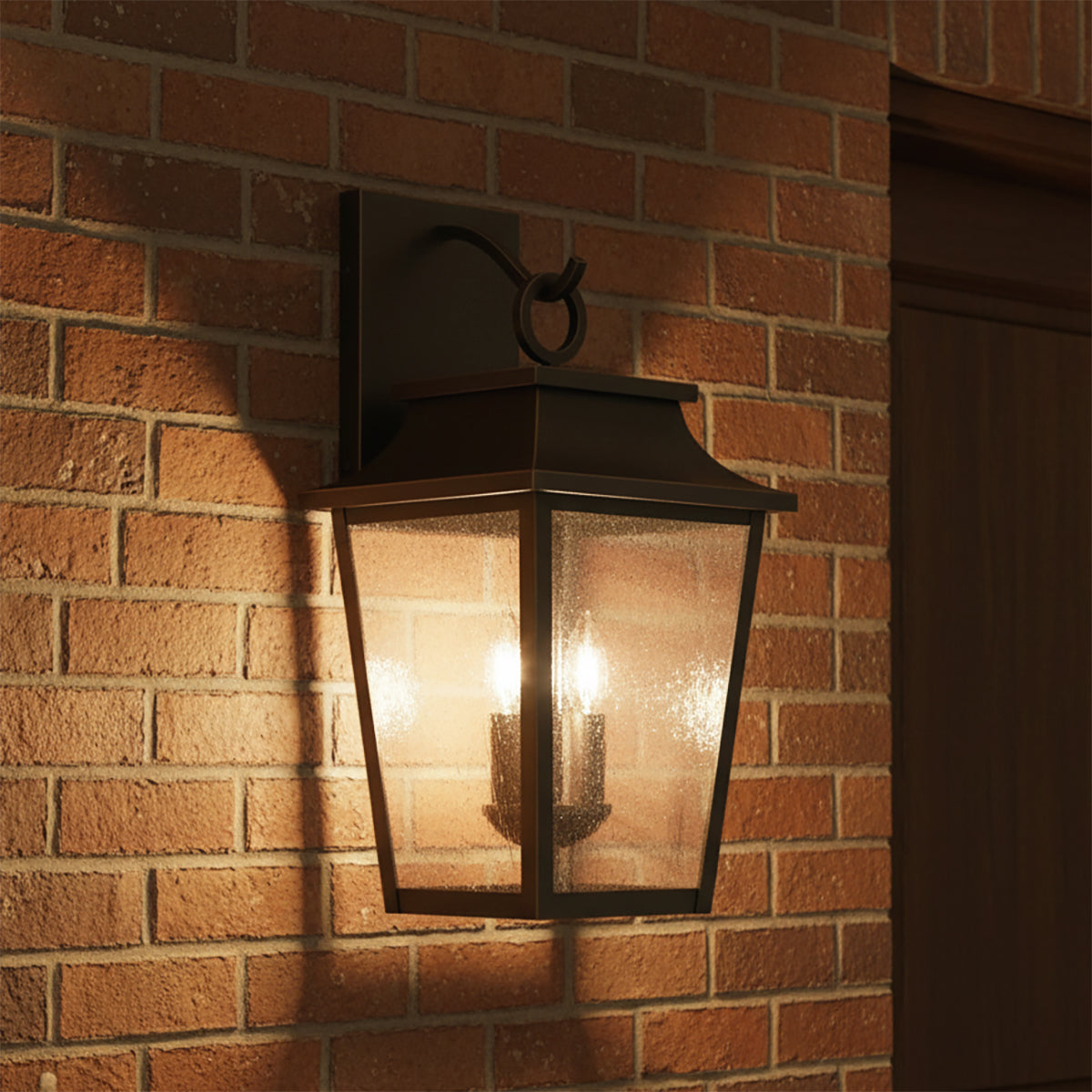 Beckett Outdoor Wall Light, Medium 20" Oiled Bronze for Traditional home with Brick