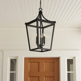 Ellery Outdoor Hanging Light, Black for Modern Farmhouse home with White Siding