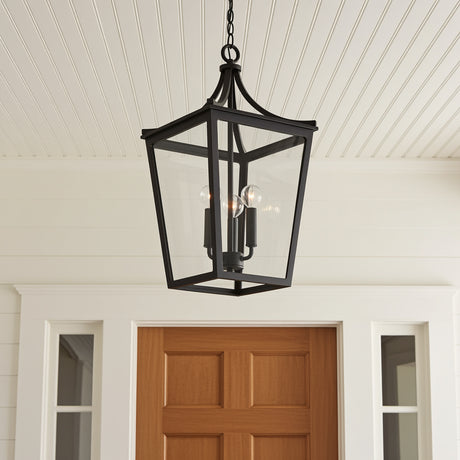 Ellery Outdoor Hanging Light, Black for Modern Farmhouse home with White Siding