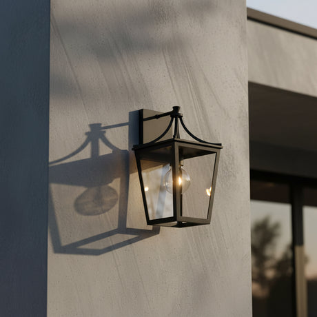 Ellery Outdoor Wall Light, Small 14" Black for Transitional home with Gray Siding