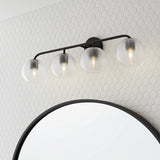 Ori 4 Light Vanity, Matte Black for Modern home with White Hex Tile