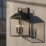 Porter Outdoor Wall Light, Large 22" Black for Modern Farmhouse home with Gray Siding