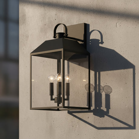 Porter Outdoor Wall Light, Large 22" Black for Modern Farmhouse home with Gray Siding