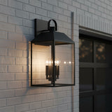 Porter Outdoor Wall Light, Large 22" Black for Modern Farmhouse home with White Brick