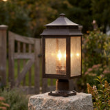 Hanover Outdoor Post Light, Oiled Bronze for Traditional home with Brown Stone