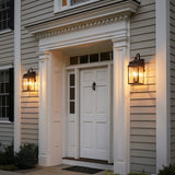 Hanover Outdoor Wall Light, Medium 18" Oiled Bronze for Traditional home with Beige Siding