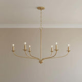 Oriana 6 Light Chandelier 40", Matte Brass