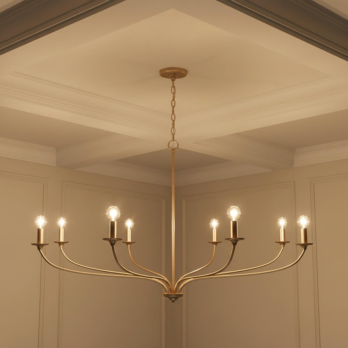 Oriana 8 Light Chandelier 52", Matte Brass