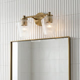 Sariel 2 Light Vanity, Aged Brass for Modern home with White Tile