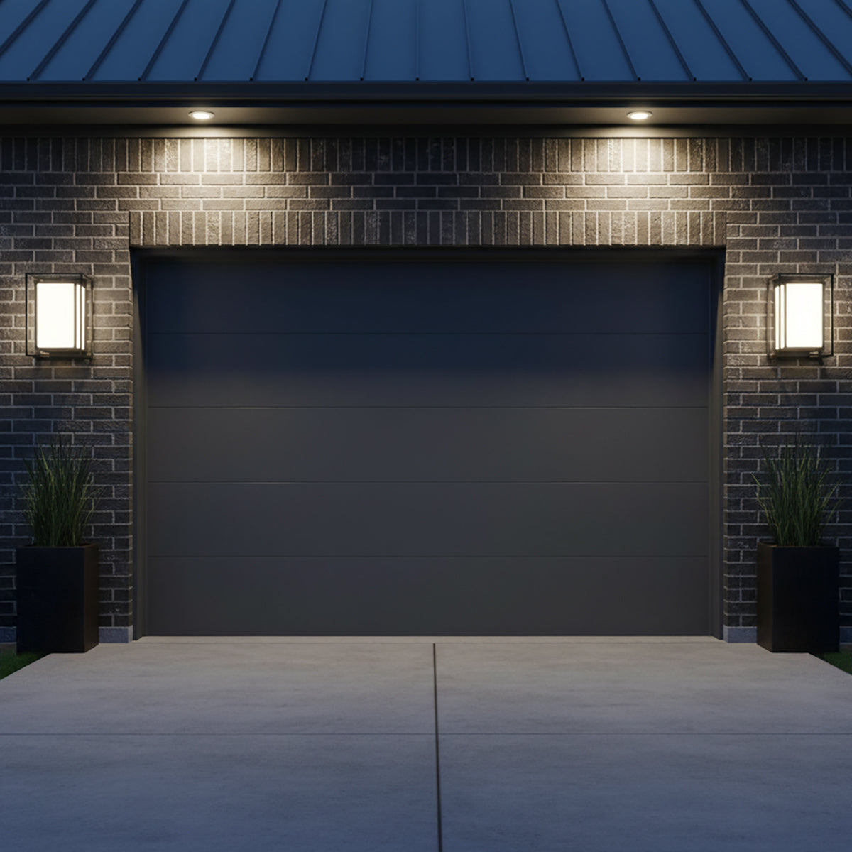 Orley Outdoor Wall Light, Small 14" Black for Modern home with Dark Gray Brick