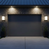 Orley Outdoor Wall Light, Small 14" Black for Modern home with Dark Gray Brick