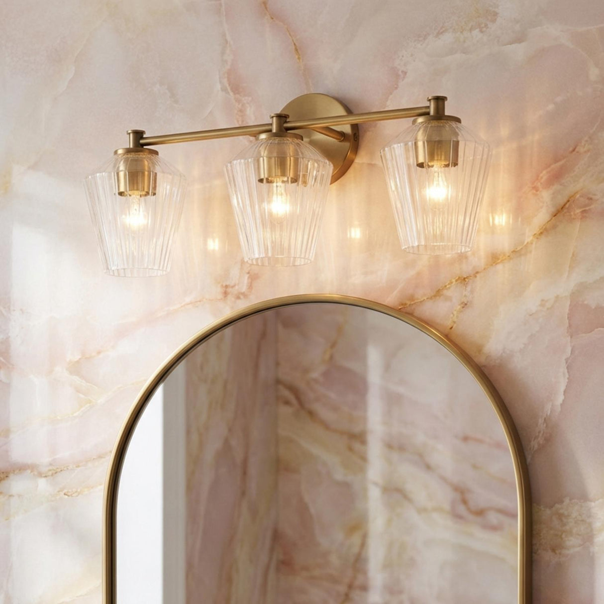 Sariel 3 Light Vanity, Aged Brass