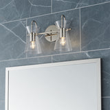 Aries 2 Light Vanity, Polished Nickel for Modern home with Gray Tile