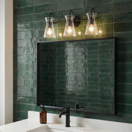 Aries 3 Light Vanity for Modern home with Dark Green Tile