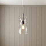 Aries Pendant 6, Matte Black for Modern Farmhouse home with Light Beige Shiplap
