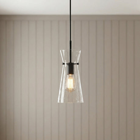 Aries Pendant 6, Matte Black for Modern Farmhouse home with Light Beige Shiplap