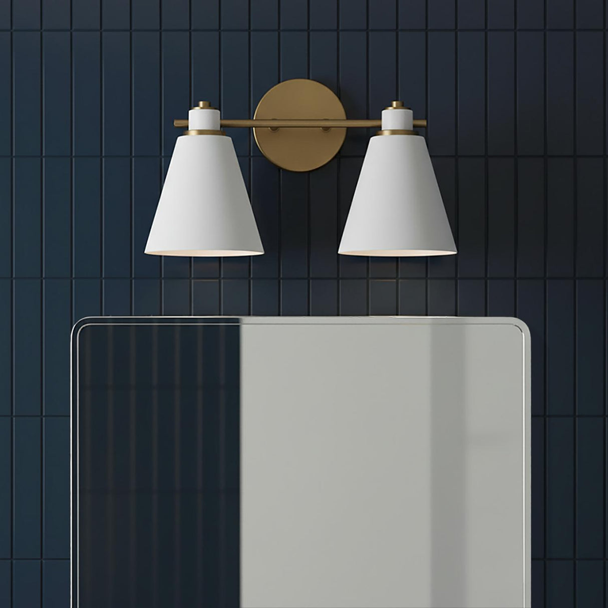 Avin 2 Light Vanity, White and Aged Brass