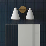 Avin 2 Light Vanity, White and Aged Brass