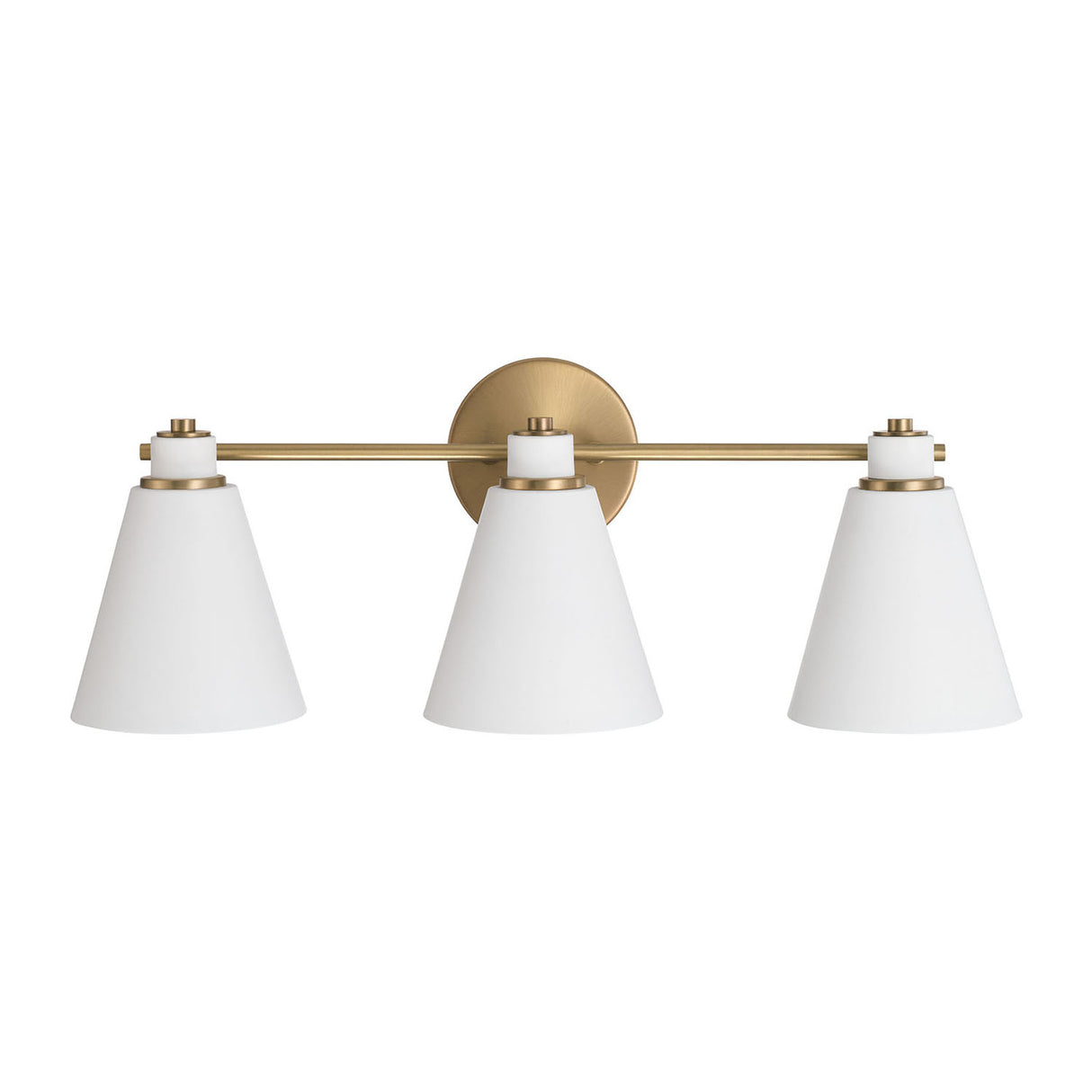 Avin 3 Light Vanity, White and Aged Brass