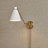 Avin Adjustable Wall Sconce, White and Aged Brass