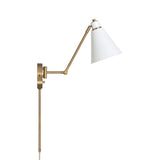 Avin Adjustable Wall Sconce, White and Aged Brass