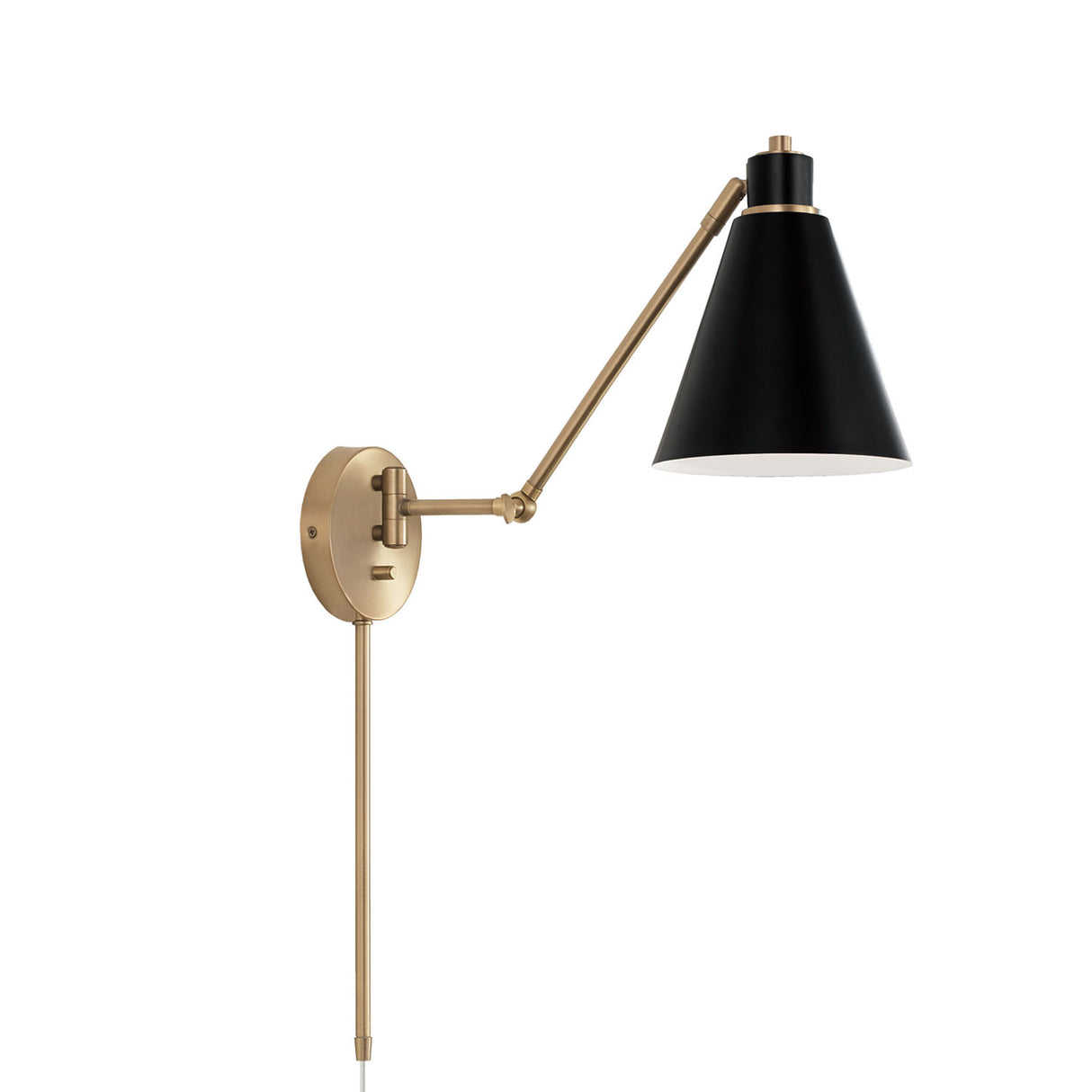Avin Adjustable Wall Sconce, Matte Black and Aged Brass