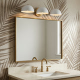 Della 3 Light Vanity, White and Aged Brass for Modern home with White Wallpaper