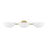 Della 3 Light Vanity, White and Aged Brass
