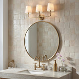Elowen 3 Light Vanity, Aged Brass for Transitional home with Cream Tile