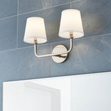 Elowen 2 Light Vanity, Polished Nickel for Transitional home with Blue Tile