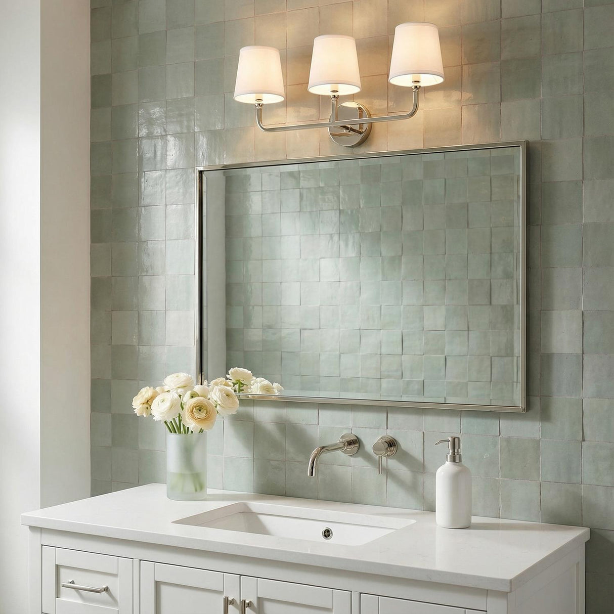 Elowen 3 Light Vanity, Polished Nickel