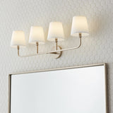 Elowen 4 Light Vanity, Polished Nickel for Modern home with White Hexagonal Tile