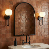 Enid Wall Sconce 15", Matte Black for Modern home with Terra Cotta Tile