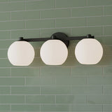 Enid 3 Light Vanity, Matte Black for Modern home with Green Tile