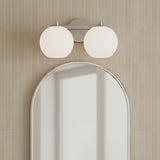 Enid 2 Light Vanity, Brushed Nickel for Modern home with Beige Tile