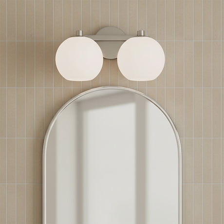 Enid 2 Light Vanity, Brushed Nickel for Modern home with Beige Tile