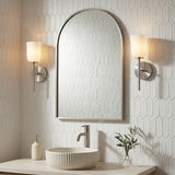 Elira Wall Sconce 14", Brushed Nickel for Modern home with White Tile