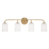 Elira 4 Light Vanity, Aged Brass