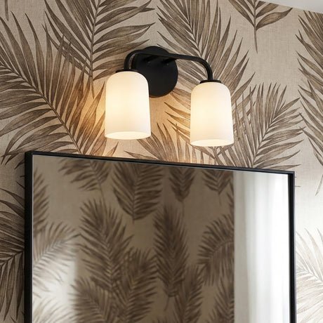 Elira 2 Light Vanity, Matte Black for Coastal home with Tropical Wallpaper