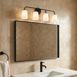 Elira 4 Light Vanity, Matte Black for Modern home with Beige Tile