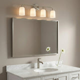 Elira 4 Light Vanity, Brushed Nickel for Modern home with Beige walls