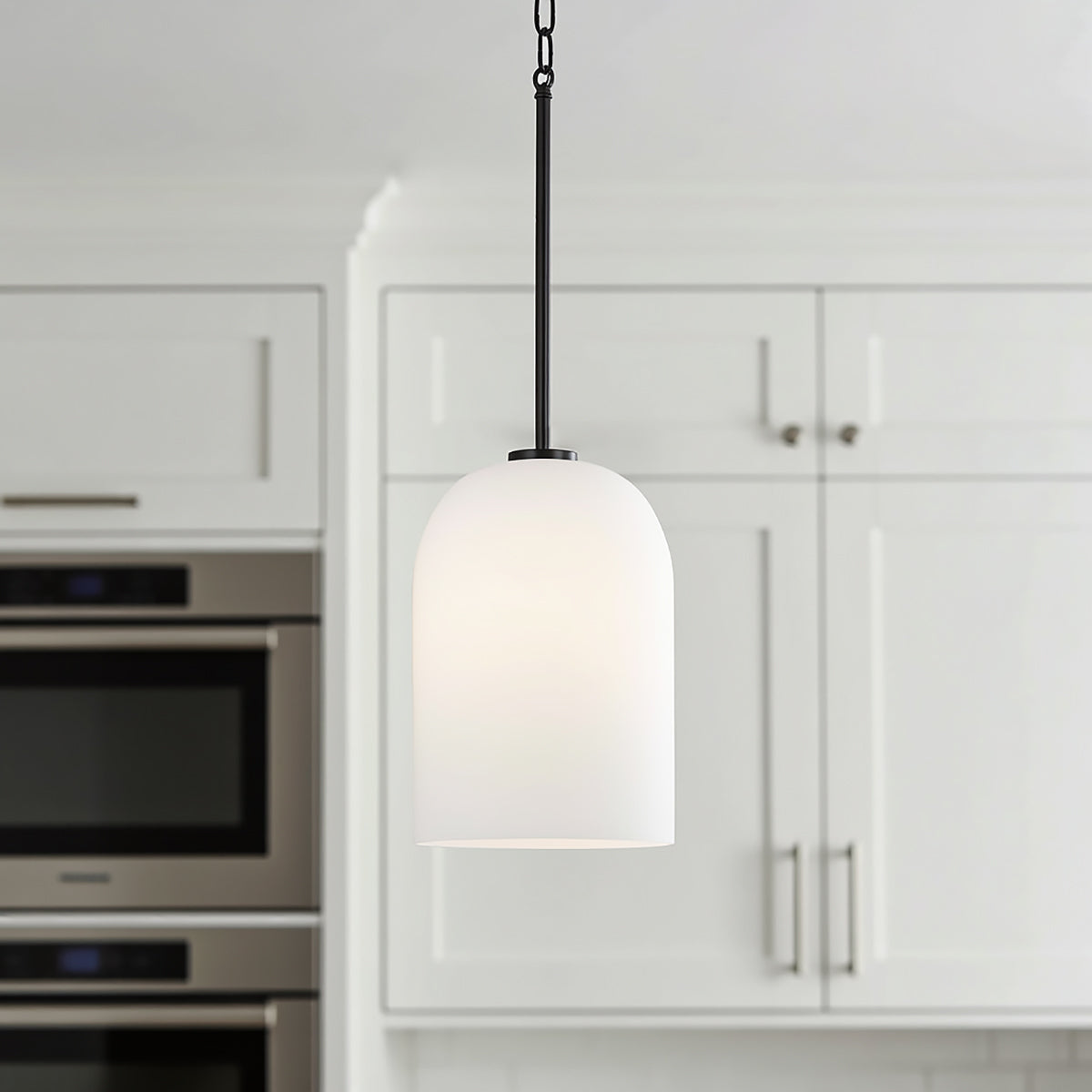Elira Pendant 9, Matte Black for Modern home with White Siding