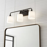 Harper 3 Light Vanity, Matte Black for Modern home with White Tile