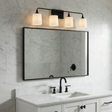 Harper 4 Light Vanity, Matte Black for Modern home with White Marble