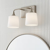 Harper 2 Light Vanity, Brushed Nickel for Modern home with White Tile
