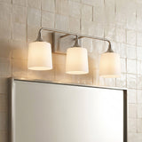 Harper 3 Light Vanity, Brushed Nickel for Modern home with White Tile