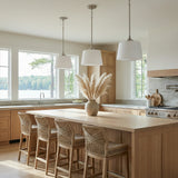 Harper Pendant 12, Brushed Nickel for Modern Farmhouse home with White Siding