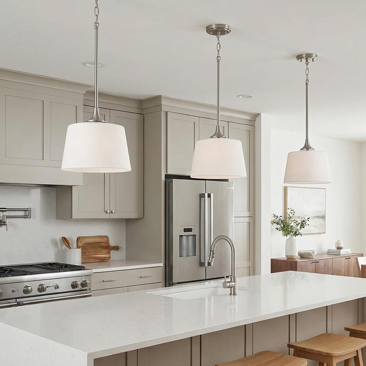 Harper Semi-Flush 12" for Modern Farmhouse home with Gray Cabinets