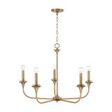 Harper 5 Light Chandelier 31", Aged Brass